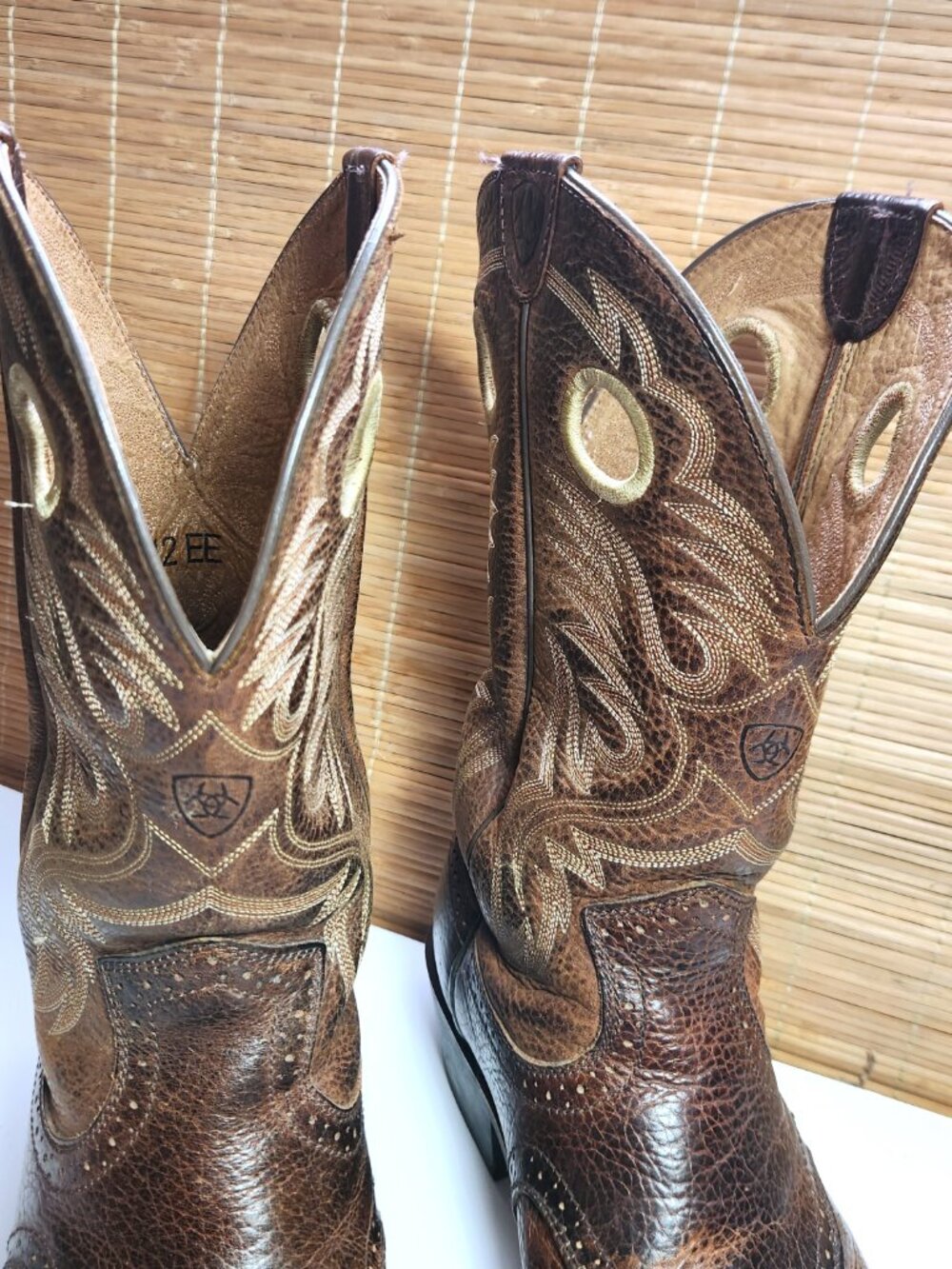 Ariat Quickdraw Western Boots Mens 12EE Wide Square Toe Brown Leather 10002227 - Picture 4 of 16